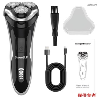 SweetLF SWS7105 男士全身水洗電動剃鬚刀 便攜式USB充電剃鬚刀 三頭浮動貼面刮鬍刀 帶電量顯示 黑色（內