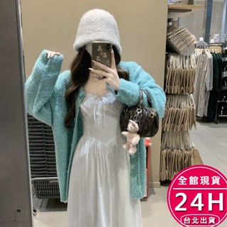 【梨卡】隔日到貨 女裝 外套 中長版 毛衣外套 針織 保暖復古外套 文藝風溫柔 寬鬆中長針織 DR567【現貨24H】
