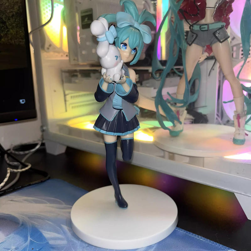 初音未來 白兔初音 初音公仔模型擺件 Furyu SEGA初音未來百合仙玉桂狗大耳狗景品Q版公仔手辦模型擺件