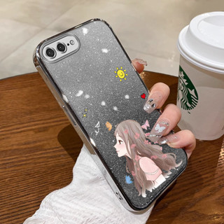 外殼 iPhone 6 6s 6 Plus 6s Plus 7 8 Plus 手機殼美少女矽膠TPU閃亮電鍍軟殼保護套防