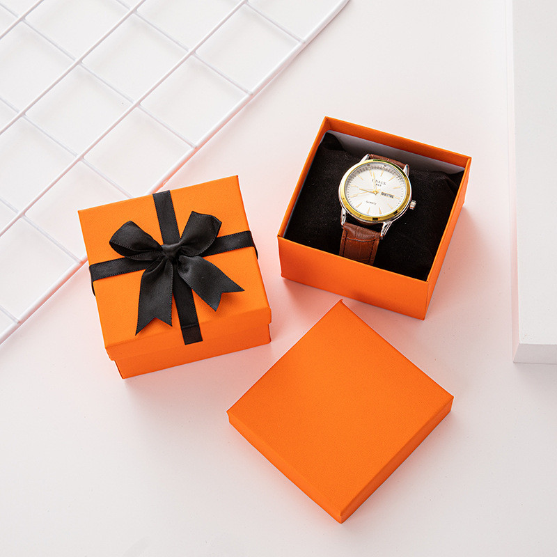 禮品盒 Exquisite gift box橙色帶蝴蝶結天地蓋手錶包裝盒手錶盒展示盒紙盒子空盒飾品盒禮盒25.7.23