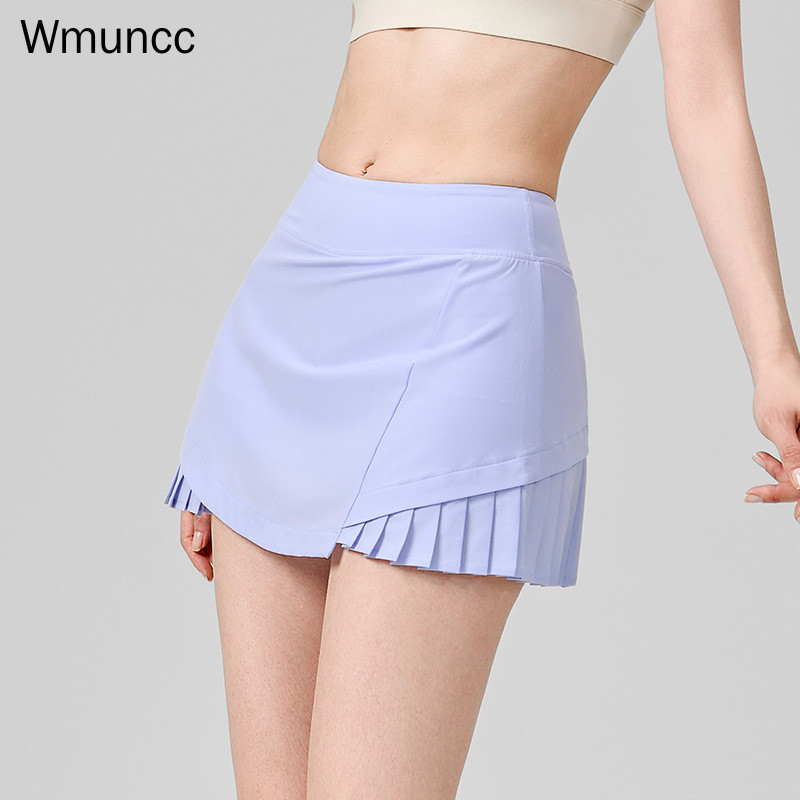 Wmuncc 新款休閒百褶運動短褲女速乾網球裙健身短裙