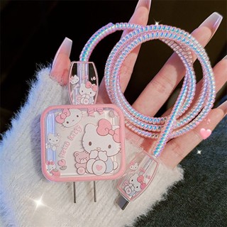 4 合 1 件/套卡通 Hello Kitty 充電器保護套 iPhone 20w/18w/25w A2305 TYPE