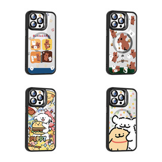 線條狗鏡頭支架殼iPhone16 Pro Max手機殼 蘋果11 12 13 14 15 Pro Max黃水豚防摔保護殼