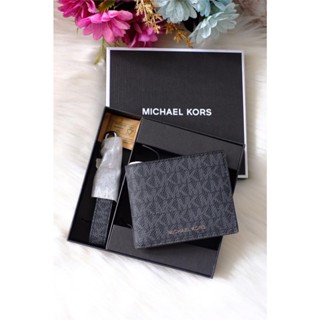 Michael kors MK 防刮皮革六卡皮夾+鑰匙圈禮盒組/男生皮夾禮盒