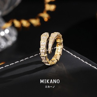 MIKANO 24H發貨 高版本 開口戒指 18k金電鍍 蛇形戒指微鑲鋯石 小眾設計 高端時尚 情侶戒指 男女通用