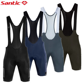 Powerband Santic 男士騎行背帶褲短褲 4D 加墊 6 小時騎行雙口袋透氣自行車自行車短褲