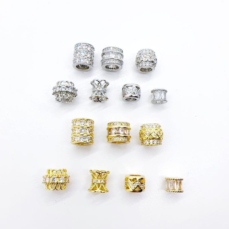 宏雲Hongyun-ls-（1pcs）- 18k包金保色微鑲鋯石配件穿孔管珠隔珠手鍊串珠diy項鍊耳飾配件
