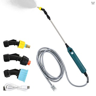 噴霧器 不鏽鋼水管噴霧器噴霧 電動噴霧槍 2種噴霧調整 帶3種噴頭電量顯示可伸縮噴霧棒 多功能自動小型噴水家用澆花神器