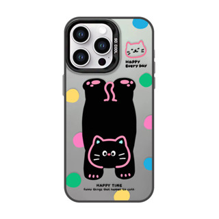 適用於搞怪可愛波點黑貓iPhone15Promax華為mate60p70手機殼oppoReno12小米14蘋果13榮耀1
