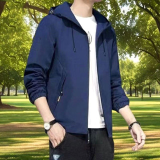 🔥免運 臺灣現貨🔥男款夾克 休閒韓系輕薄男士風衣外套 潮流連帽男生夾克 防風素色青年上衣 薄外套男