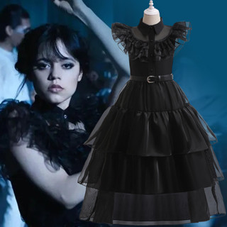 現貨 新品女童洋裝亞當斯一家星期三同款禮服裙蛋糕裙收腰長裙