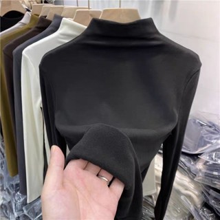 M-4XL 四色可選 200斤可穿 半高領針織打底衫 大尺碼女裝 休閒內搭毛衣 套頭針織衫 長袖T恤 秋天女裝 純色上衣