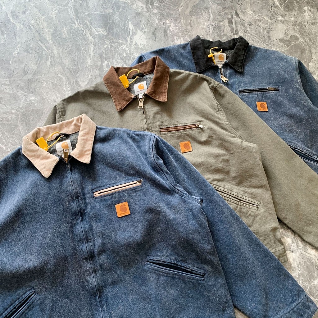 高品質carhartt中古J97夾克復古翻領做舊拉鍊外套