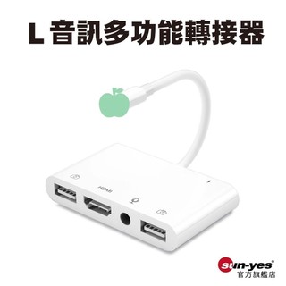 蘋果轉HDMI/3.5mm耳麥/USB*2 五合一轉接器｜SY-OTG-A02｜支援IOS26以上可接隨身碟/麥克風直播