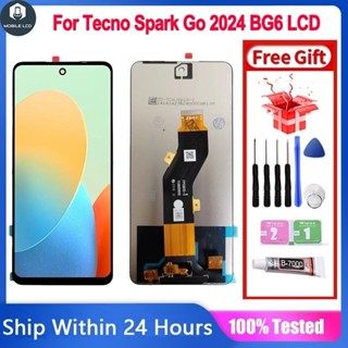 帶框架適用於 Tecno Spark Go 2024 BG6 LCD 螢幕顯示觸控屏數字化儀元件