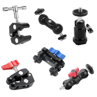Xt-xinte CNC 魔術臂雙球頭支架 360 旋轉 1/4 三腳架安裝鎖旋鈕相容 GoPro 13 12 11 單