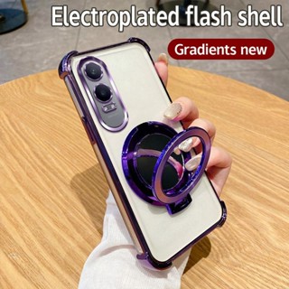 適用於 OnePlus Nord CE4 CE 4 Lite 5G 手機殼的磁性支架鏡殼外殼電鍍 Bling 軟矽膠手機
