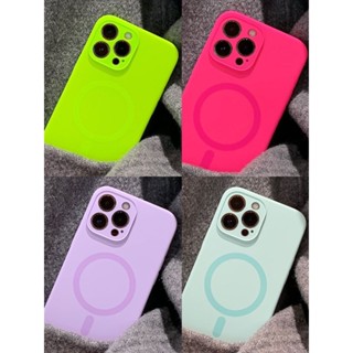 適用於 iPhone 15 16 Pro Max 霓虹熒光矽膠手機套 13 14 16 Plus 的液態矽膠套
