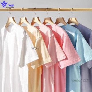 W&S M-4XL 純棉大碼T恤 多巴胺!把彩虹穿身上!300g重磅純棉短袖T恤女 百搭基礎款上衣100公斤可穿