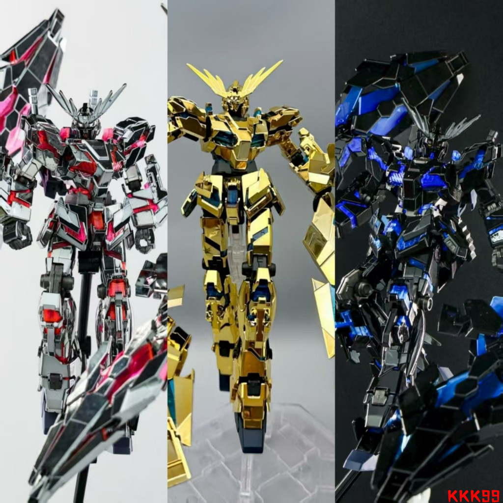 星動 HG 菲尼克斯 電鍍暗鋼銀獨角獸3號機毀滅模式 1/144 高達鋼彈拼裝模型機甲玩具GUNDAM