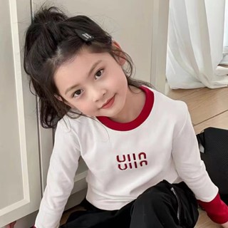 ❀沁子豹❀現貨 女童打底衫單上衣女童長袖春秋寬鬆拼接拼色洋氣韓版百搭秋季女孩