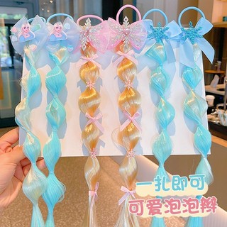 Elsa Princess 髮飾套裝 - 彩色泡泡辮,燈籠馬尾帶蝴蝶結髮帶,適合女孩
