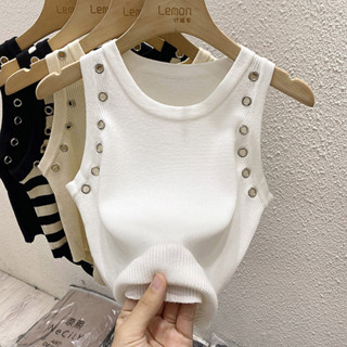 衣時尚 針織衫 上衣 毛線衣 背心 吊帶 新款法式針織衫無袖背心女外穿短款內搭修身條紋打底吊帶上衣TBF07-6162.