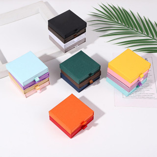 8 * 8 * 1.7 釐米 1 件抽屜式珠寶禮品盒海綿填充紙板禮品包裝套裝方形牛皮紙盒項鍊手鍊耳環戒指吊墜首飾收納展示