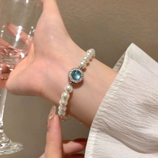 2024海藍寶珍珠手鍊女高階感串珠手飾