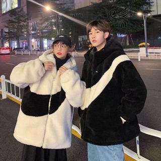 YLIE 潮牌棉服 情侶外套 加絨加厚 男/女款外套 冬季2024韓版加厚情侶潮流羊羔外套 寬鬆學生棉衣棉襖