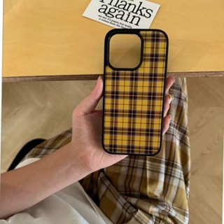 手機殼 適用於iPhone黃格子15promax/14/16復古11/12/13Pro小眾ins風xsmax/xr防摔7