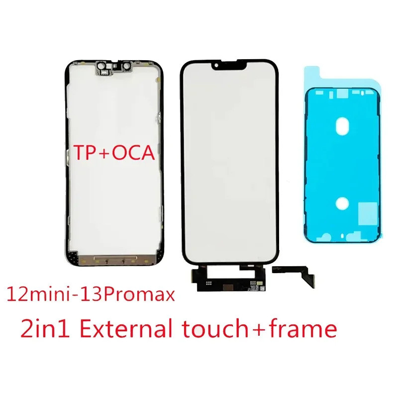 二閤一框架外部玻璃帶觸摸數字轉換器屏幕帶 OCA 適閤 iPhone 12 mini 13 Pro Max TP 替換件