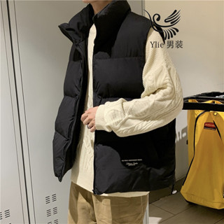 YLIE 羽絨棉馬甲 男士秋冬新款加厚立領馬夾外套保暖背心坎肩外穿 棉衣馬甲 潮牌寬鬆坎肩外套港風潮流外穿無袖背心