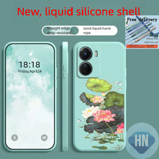 外殼OPPO A57 4G 2022 A57 5G 2022 A77 A77S手機殼蜻蜓蓮花液體TPU