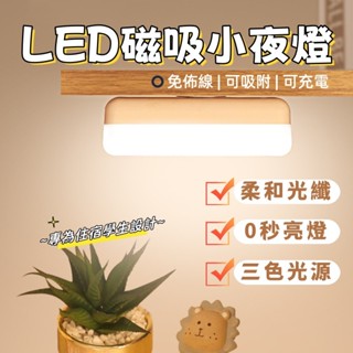 臺灣出貨🎉三色調光 小夜燈 學習燈 可磁吸 LED磁吸護眼臺燈 MINI床頭燈 照明燈 閲讀燈 USB充電 宿舍必備
