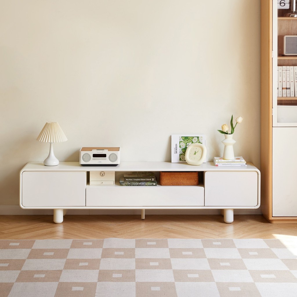 hoi! 原木日式奶油風實木二抽儲物電視櫃1.5M J01Q08