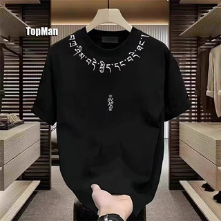 TopMan 短袖t恤男 梵文藏珠字母領印潮t 純棉重磅 JSM 男生短袖 上衣