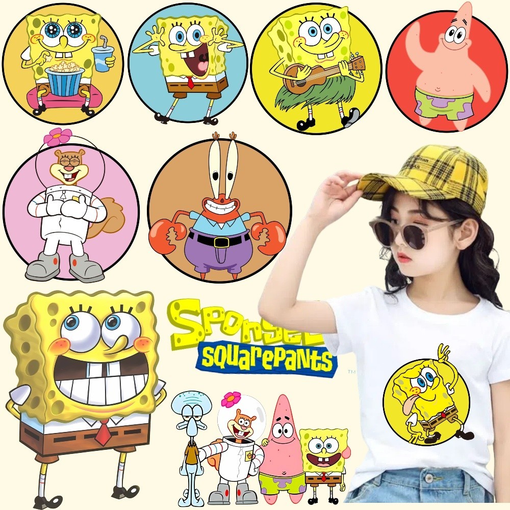 Spongebob SquarePants 海綿寶寶貼紙熱轉印導熱貼紙可水洗貼紙裝飾 T 恤和包袋