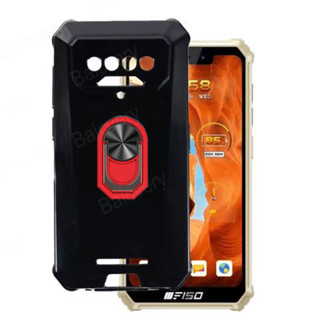 手機殼 Oukitel F150 B2021 透明透明黑色外殼帶彩色磁環支架保護 TPU 保護套