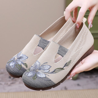 【LPshop】老北京布鞋 布鞋女 平底鞋 休閒鞋 阿母鞋 老北京佈鞋女單鞋新款繡花鞋鏤空透氣舒適媽媽鞋軟底防滑老人鞋