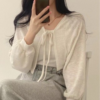 大尺碼 M-5XL大尺碼罩衫 大碼寬鬆透氣薄款防曬衫女夏燈籠袖開衫短版小外套 上衣 女裝 外套 大尺碼外套 韓系薄款外套