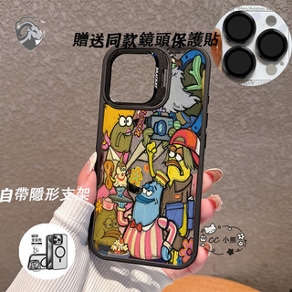 塗鴉比奇堡居民Magsafe磁吸手機殼iPhone17 16Pro 15 14 13 11 12防摔硬殼鏡頭貼隱形支架