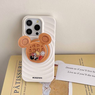 iPhone16 Pro max/15 Pro max波漾磁吸手機殼 蘋果12/13 Pro max華夫餅米奇支架保護套