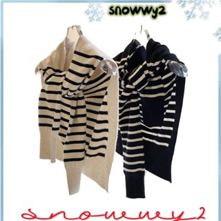 SNOWWY2針織披肩,針織軟防曬開衫,時尚可拆卸的條紋休閒襯衫肩部圍巾對於女性