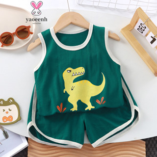 【YAOEENH】90-130CM 兒童純棉背心套裝 夏季韓版男女童休閒無袖兩件套 現貨 快速出貨