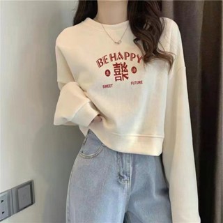 《🔥免運》女短版長袖上衣ins潮重磅學院風寬鬆衛衣女秋季新款ins薄款衛衣寬鬆上衣時尚簡約