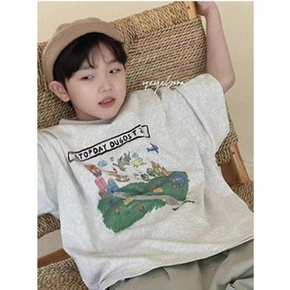✨Smile Kids✨兒童短袖 臺灣出貨 童裝男童塗鴉短袖兒童洋氣純棉T恤夏裝中大童半袖2024新款上衣潮