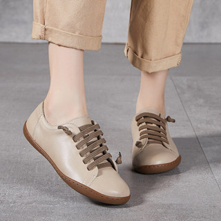 工廠定製品牌同款運動休閒鞋女真皮 圓頭鬆緊帶牛皮女單鞋SUNDAYSHOES BOD2408
