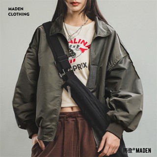 馬登工裝美式復古飛行員夾克休閒寬鬆翻領工裝高腰短版棒球服外套秋女